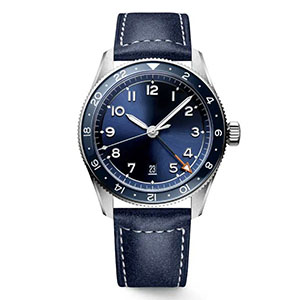 Custom GMT Watch For Man Genuine Band Sun Ray Blue Dial Custom Logo Mens Wrist Watch For Men BM-1001